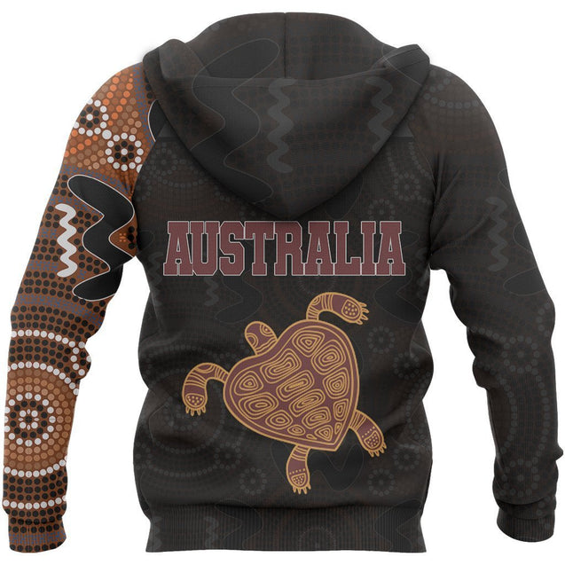 Australia In My Heart Aboriginal Tattoo Turtle-Apparel-HD09-Hoodie-S-Vibe Cosy™