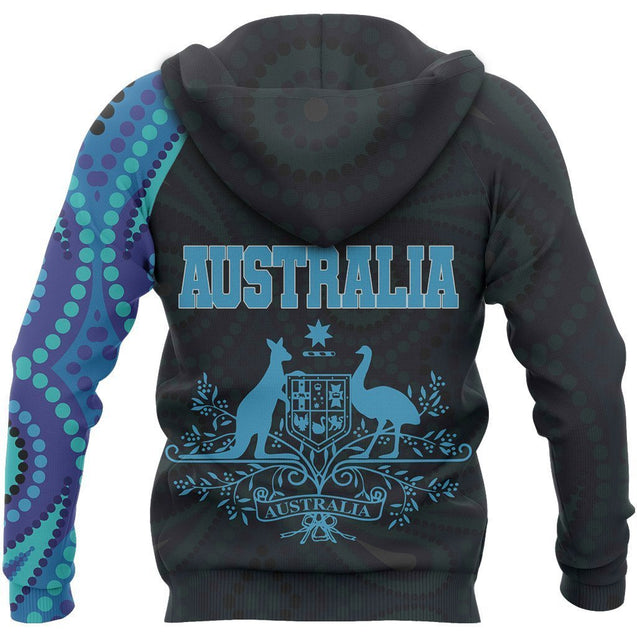 Australia In My Heart Aboriginal Tattoo Coat Of Arms Hoodie NNK1413-Apparel-PL8386-Zip -Up Hoodie-S-Vibe Cosy™