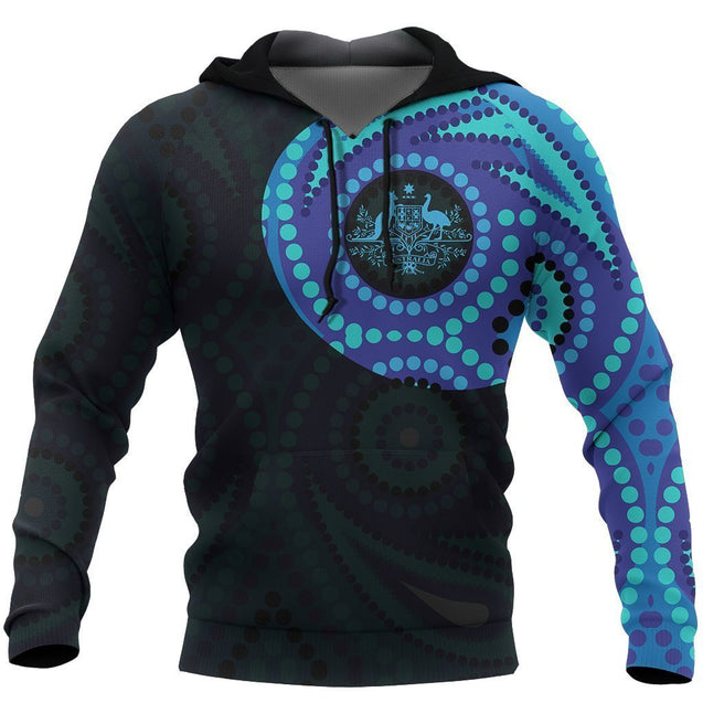 Australia In My Heart Aboriginal Tattoo Coat Of Arms Hoodie NNK1413-Apparel-PL8386-Hoodie-S-Vibe Cosy™