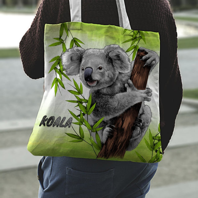 Koala Shopping Bags (Polyester fabric) NN6-TOTE BAGS-HP Arts-One Size-Green-Vibe Cosy™