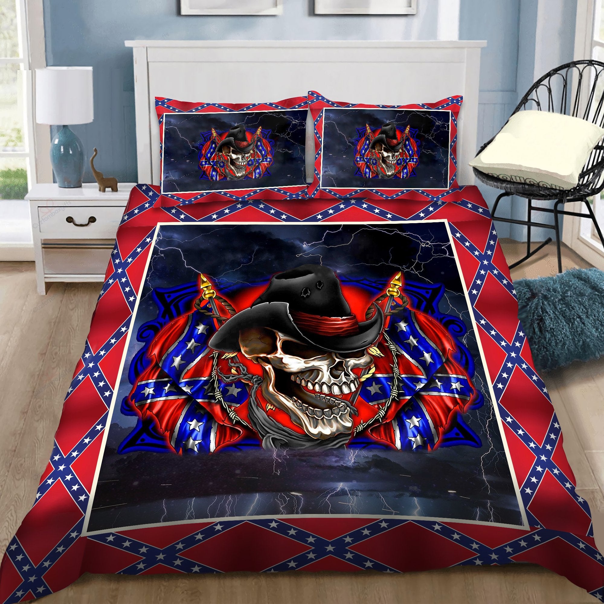 3D Love skull red neck bedding set DQB07142013-Bedding-PL8386-Twin-Vibe Cosy™