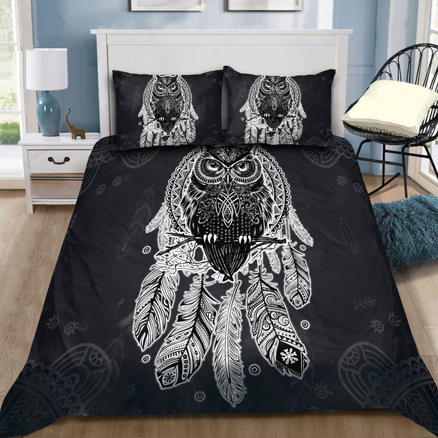 Beautiful Owl Tatoo Feather Bedding Set NTN08202001-MEI