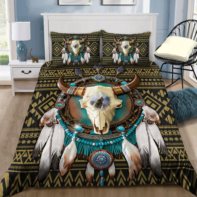Native American Bull Skull And Dreamcatcher Bedding Set HAC240804S-MEI