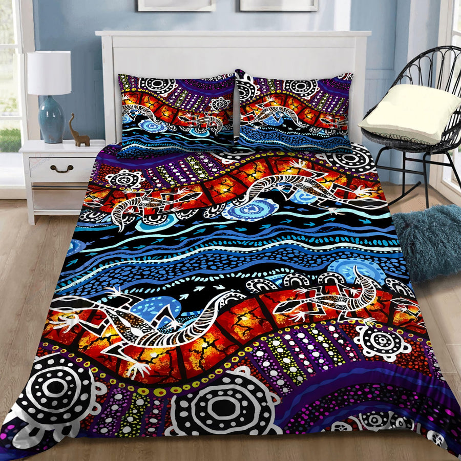 Aboriginal Colorful Lizards Australia Indigenous Painting Art Bedding Set