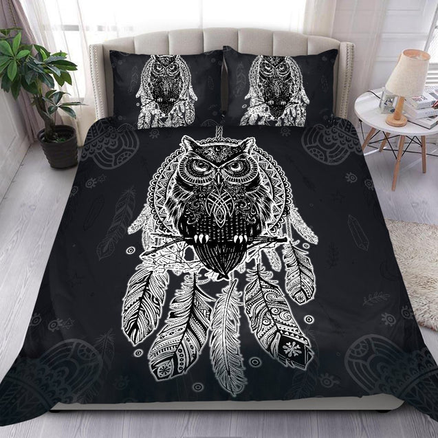 Beautiful Owl Tatoo Feather Bedding Set NTN08202001-MEI