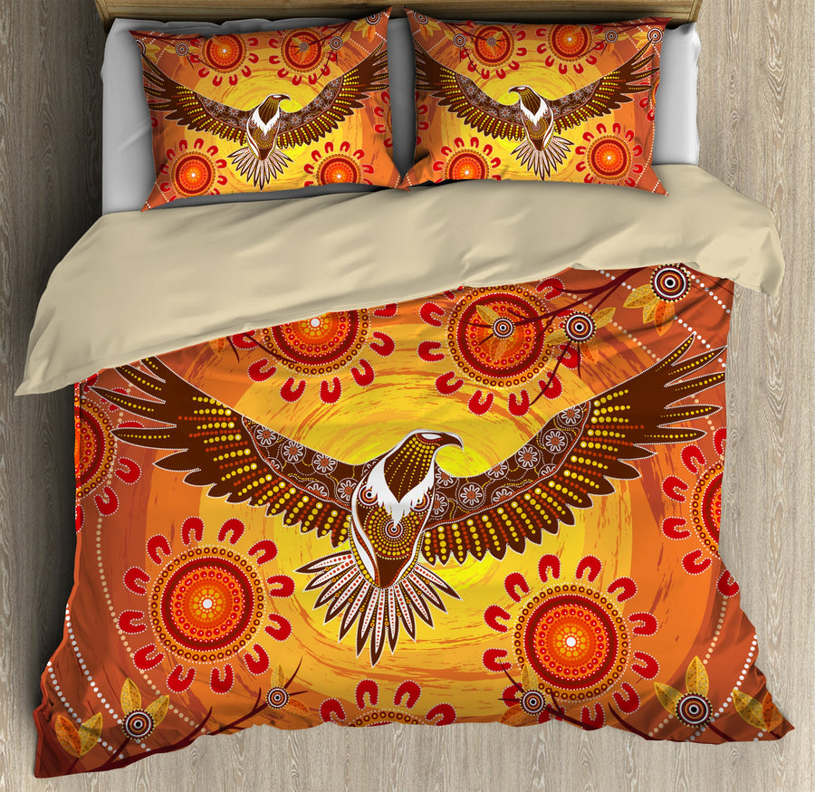 Aboriginal Eagle Power Sunset Bedding Set, Australia Indigenous Bedding Set-Bedding Set-Huyencass-Twin-Vibe Cosy™