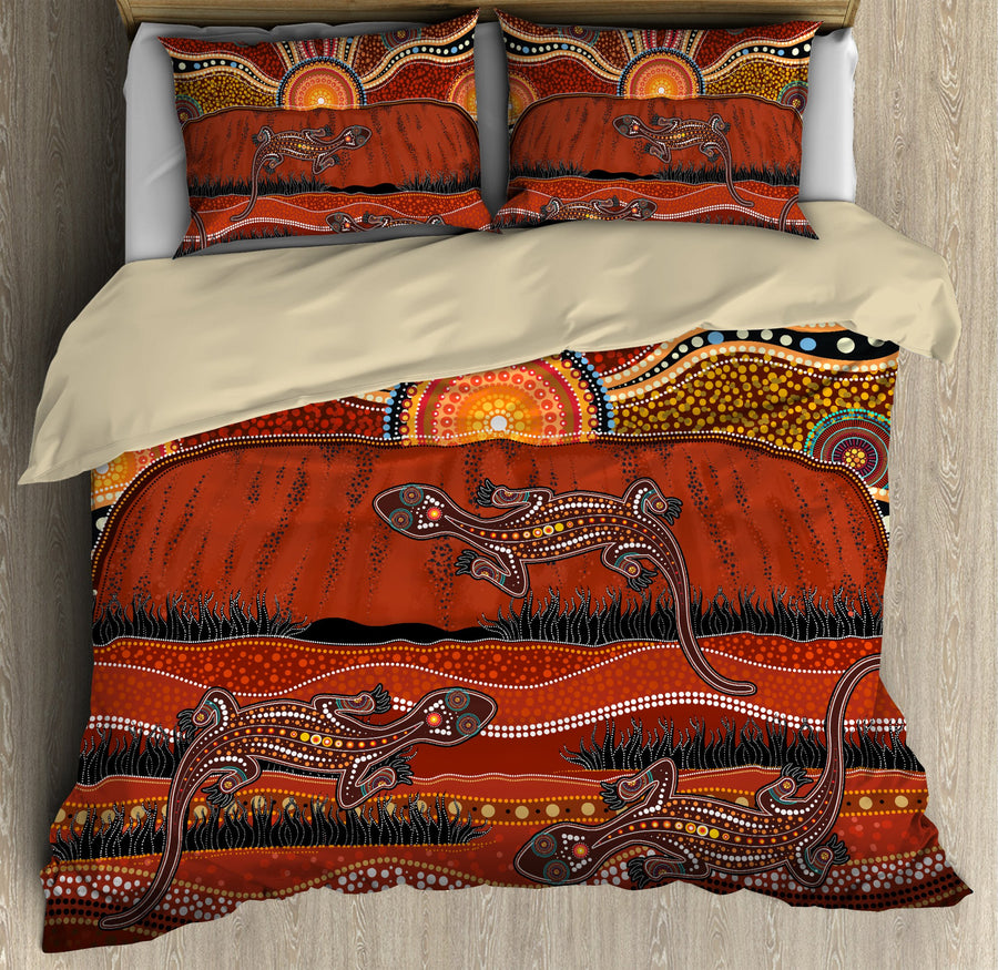 Aboriginal Bedding Set, Australia Lizard running Art Bedding Set TR2506202-Bedding Set-Huyencass-US Twin-Vibe Cosy™
