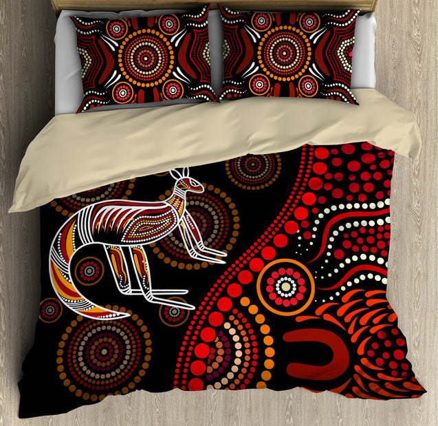 Aboriginal Kangaroo Sun style Australia Indigenous Painting Art Bedding Set