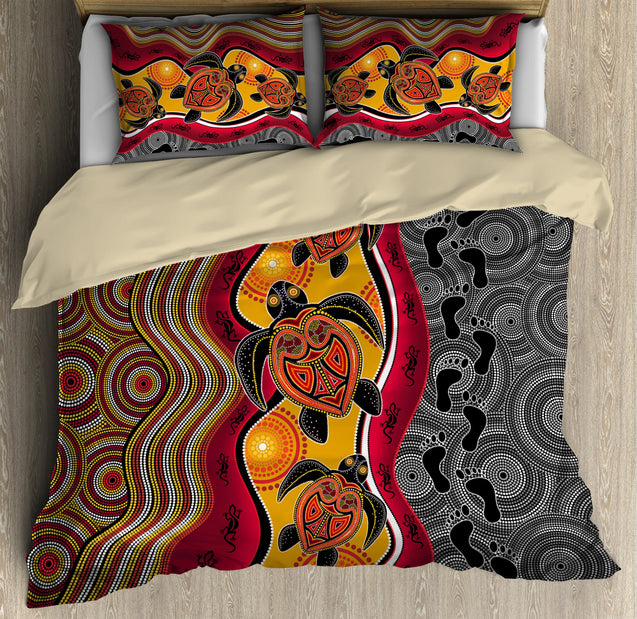 Aboriginal Turtles Map Australia Indigenous Painting Art Bedding Set-Bedding Set-Huyencass-Twin-Vibe Cosy™