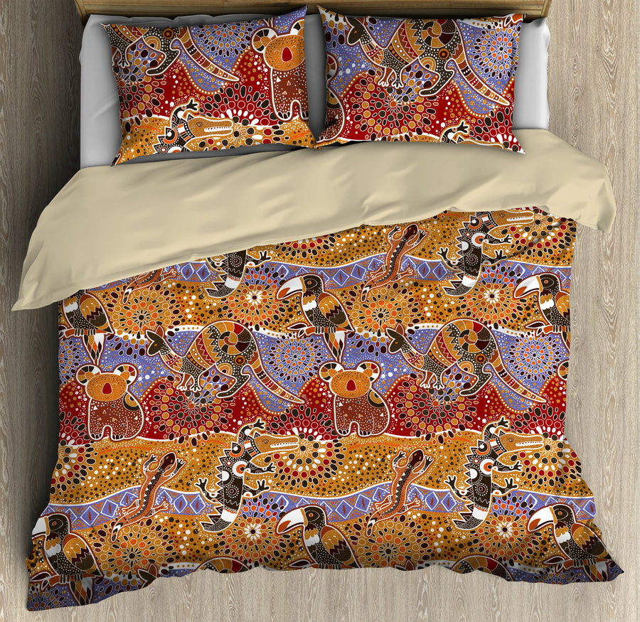 Aboriginal Bedding Set, Australia Indigenous Animals Art Bedding Set TR2506201-Bedding Set-Huyencass-US Twin-Vibe Cosy™