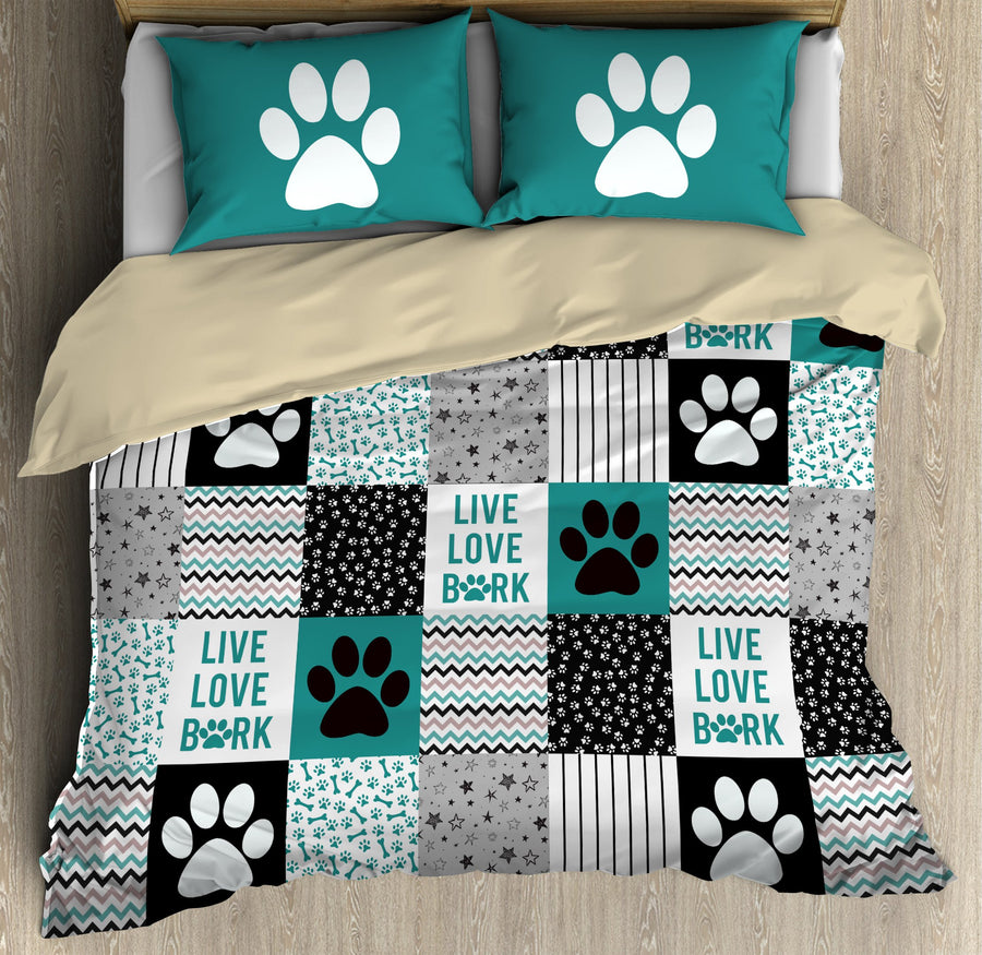 Dog blue live love bark bedding set HG9401