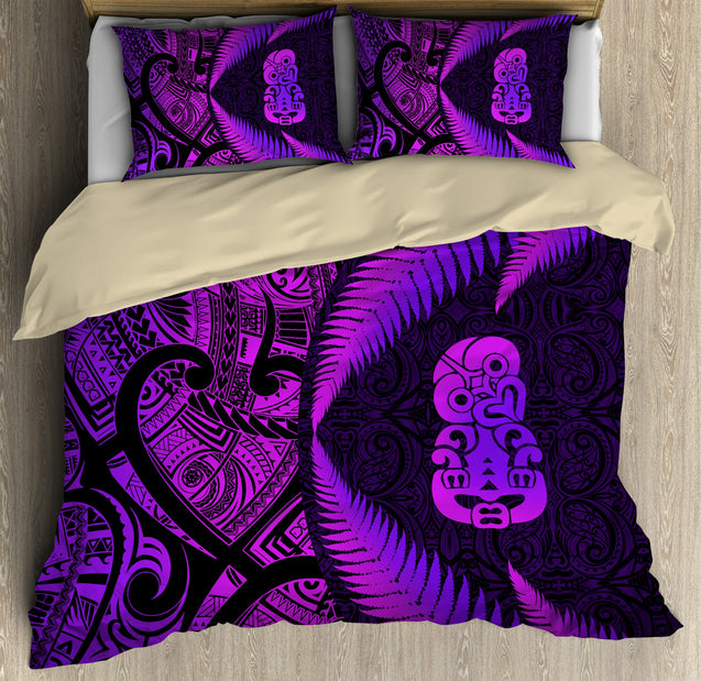 Aotearoa Bedding Set Manaia Silver Fern Purple TR1307202