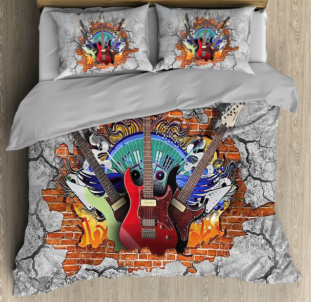 Electric Guitar Graffiti Bedding Set-ML-ML-US Twin-Vibe Cosy™