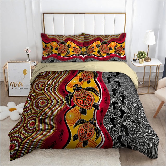 Aboriginal Turtles Map Australia Indigenous Painting Art Bedding Set-Bedding Set-Huyencass-Twin-Vibe Cosy™