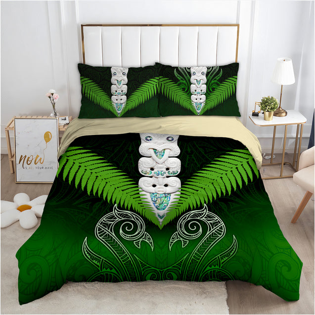 Taiaha Toa Taua Maori Warrior Silver Fern Bedding Set