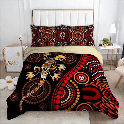 Aboriginal Lizard Sun style Australia Indigenous Painting Art Bedding Set