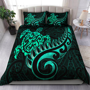 New Zealand Bedding Set - Aotearoa Maori Turtle Silver Fern Turquoise TR1407204