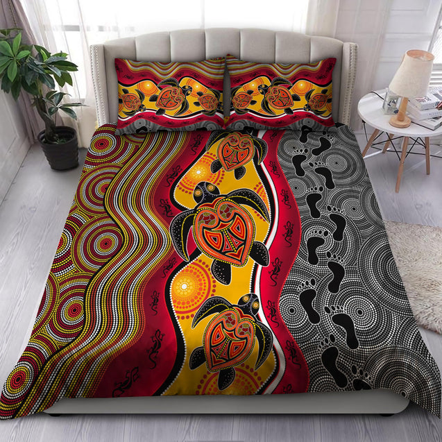 Aboriginal Turtles Map Australia Indigenous Painting Art Bedding Set-Bedding Set-Huyencass-Twin-Vibe Cosy™