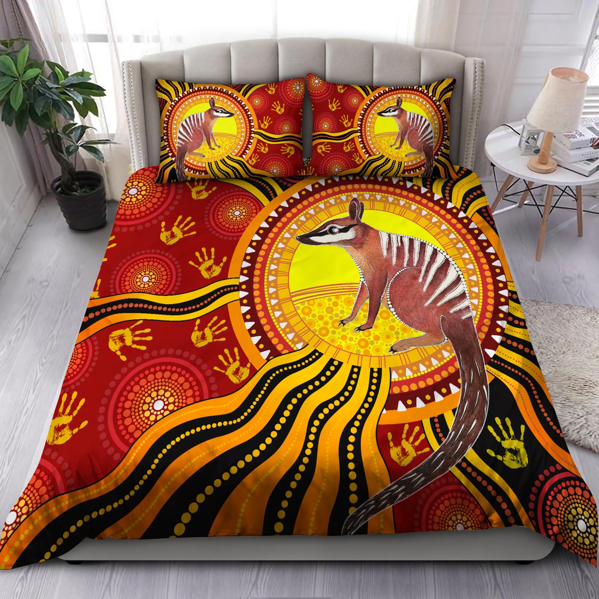 Aboriginal Numbat The Sun Bedding Set, Australia Indigenous Painting Art Bedding Set-Bedding Set-Huyencass-Twin-Vibe Cosy™