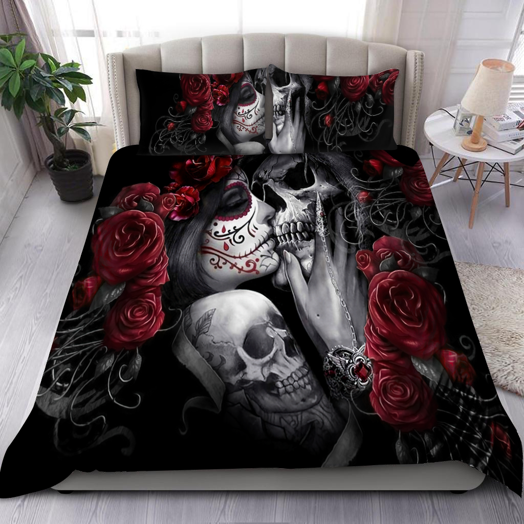 Skull Love 3D all over printed bedding set JJ21052104 NT