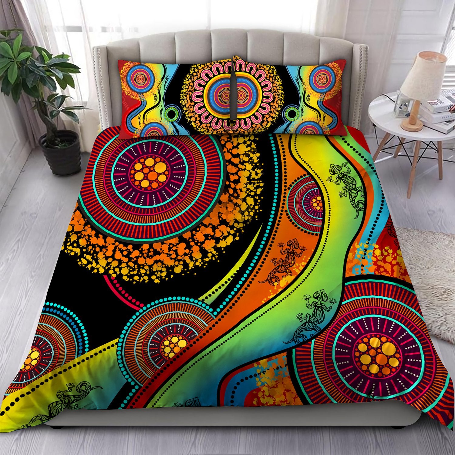 Aboriginal Bedding Set, Australia Indigenous Lizard Painting Art Bedding Set TR1906202-Bedding Set-Huyencass-US Twin-Vibe Cosy™