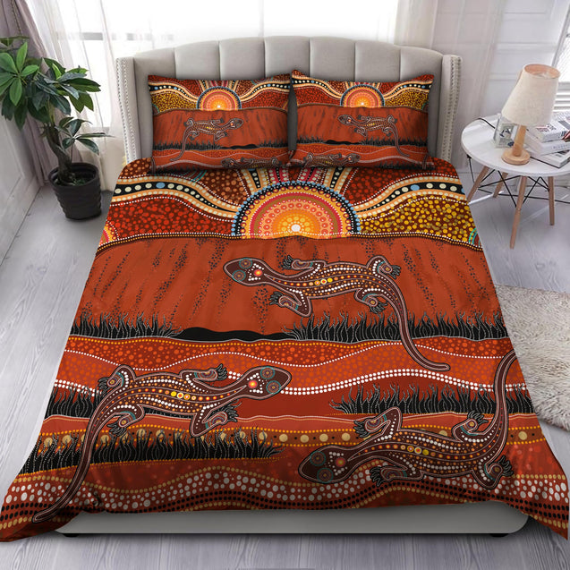 Aboriginal Bedding Set, Australia Lizard running Art Bedding Set TR2506202-Bedding Set-Huyencass-US Twin-Vibe Cosy™