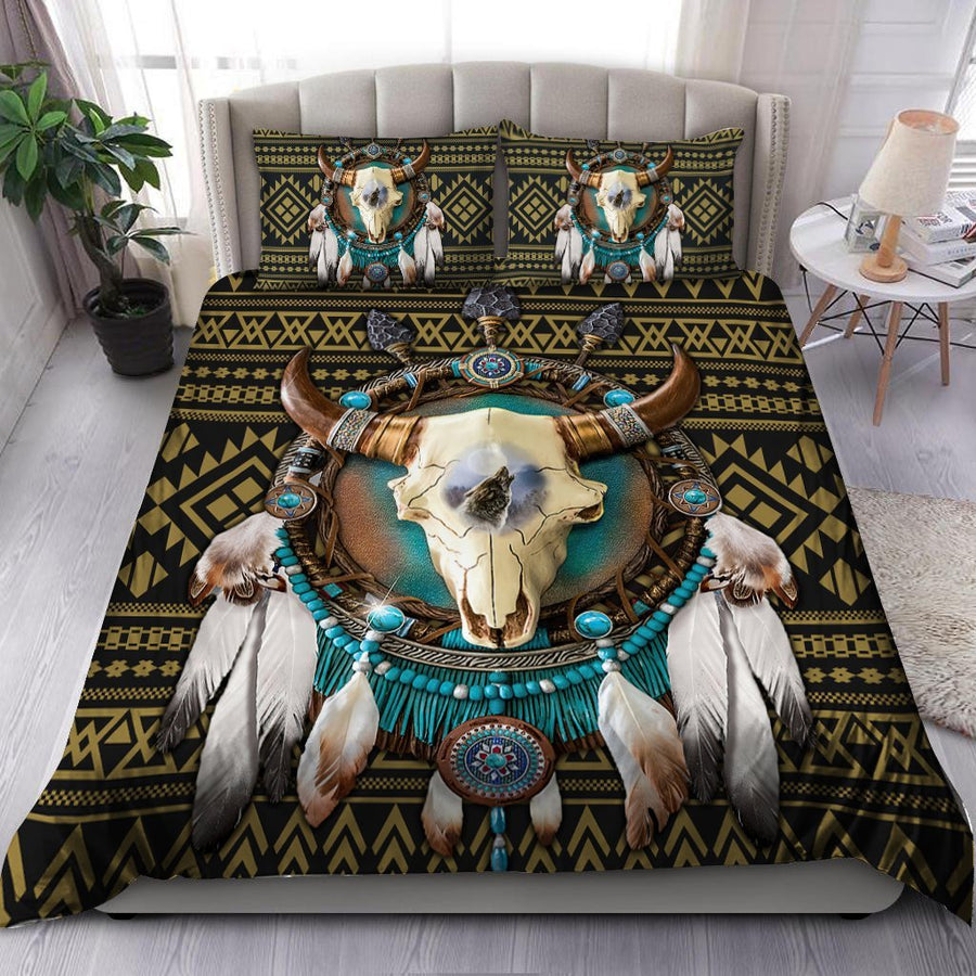 Native American Bull Skull And Dreamcatcher Bedding Set HAC240804S-MEI