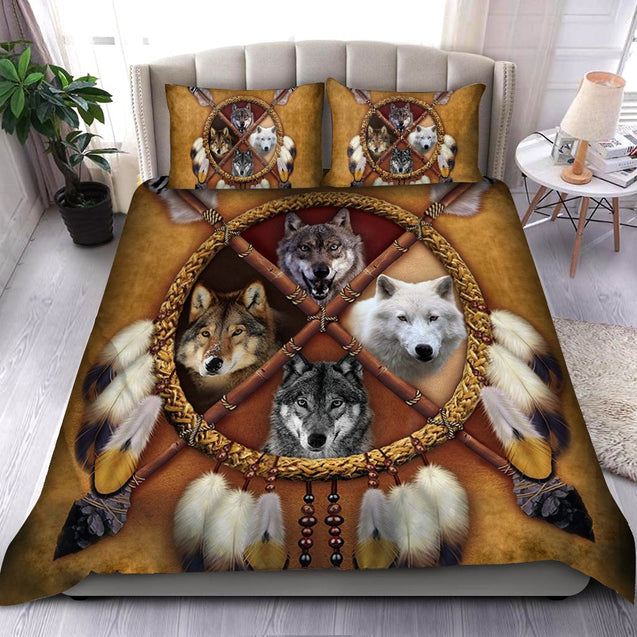 Amazing Four wolves dreamcatcher native Bedding set HC1901S