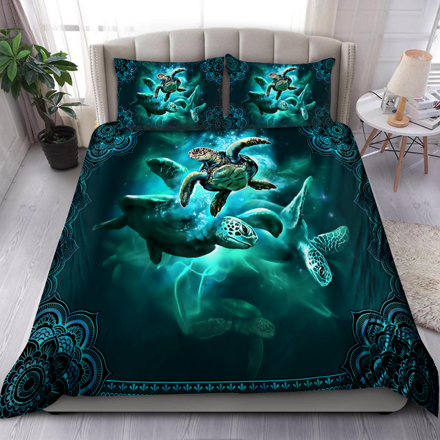 3D Sea Turtle Blue Ocean Bedding set JJW21102001