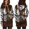 Three Cute Cats On The Mirror Hoodie Dress For Women TQH201005