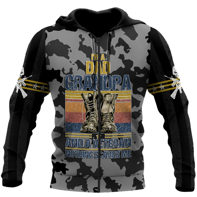 I'm a Dad Grandpa and a veteran 3d all over printed shirts for men and women MH190520-Apparel-Huyencass-Zipped Hoodie-S-Vibe Cosy™