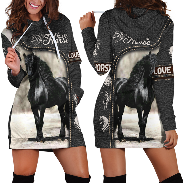 Love Horse 3D All Over Printed Hoodie Dress MP050401-Apparel-MP-Hoodie Dress-S-Vibe Cosy™