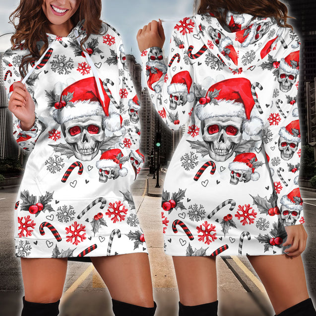 Christmas Skull Hoodie And Hoodie Dress Pi12092001