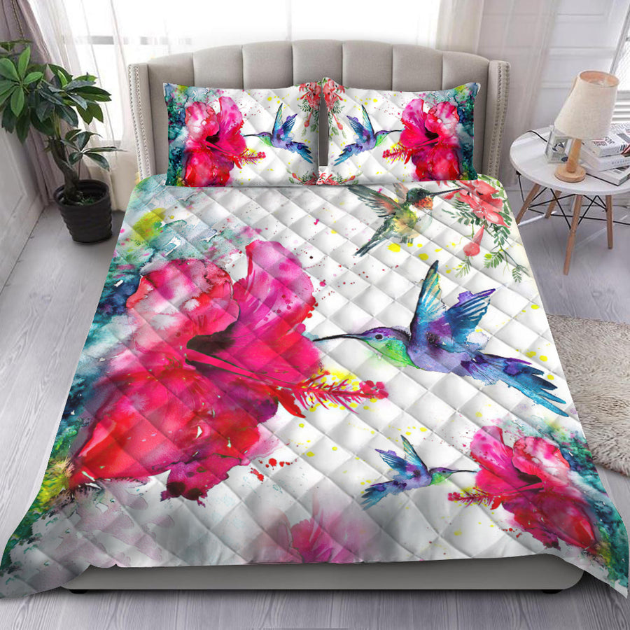 Hummingbird and Hibiscus Quilt Bedding Set By ML-Quilt-ML-King-Vibe Cosy™