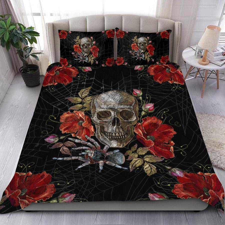 Quilt bedding set love skull QB06042001 PL-Bedding Set-PL8386-Twin-Vibe Cosy™