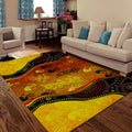 Aboriginal Rock Painting Hand Lizard Australia Art Golden Style Rug