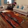 Aboriginal Kangaroo running Lizard Australia Art Rug