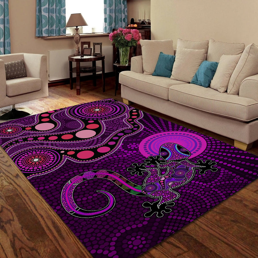 Aboriginal Purple The Lizard and The Sun Australia Indigenous Rug