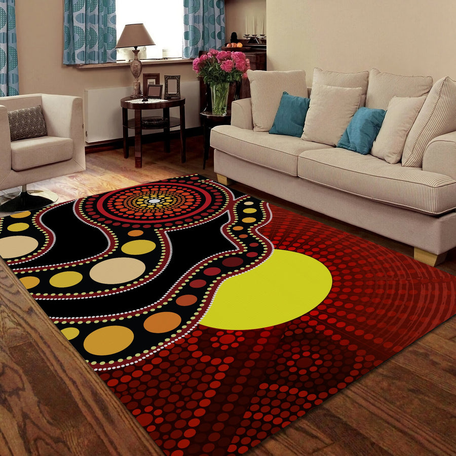 Aboriginal Flag Circle Dot Australia Indigenous Painting Art Rug