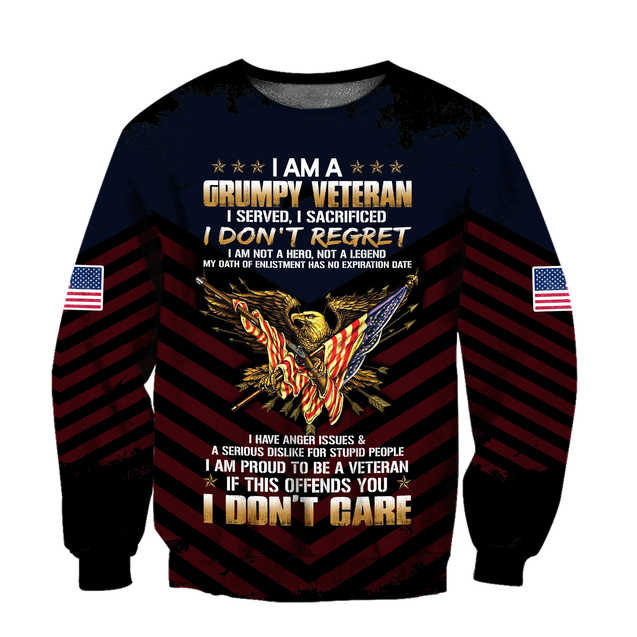 I am a Grumpy Veteran 3D all over printed shirts for men and women MH2005201-Apparel-Huyencass-Sweat Shirt-S-Vibe Cosy™