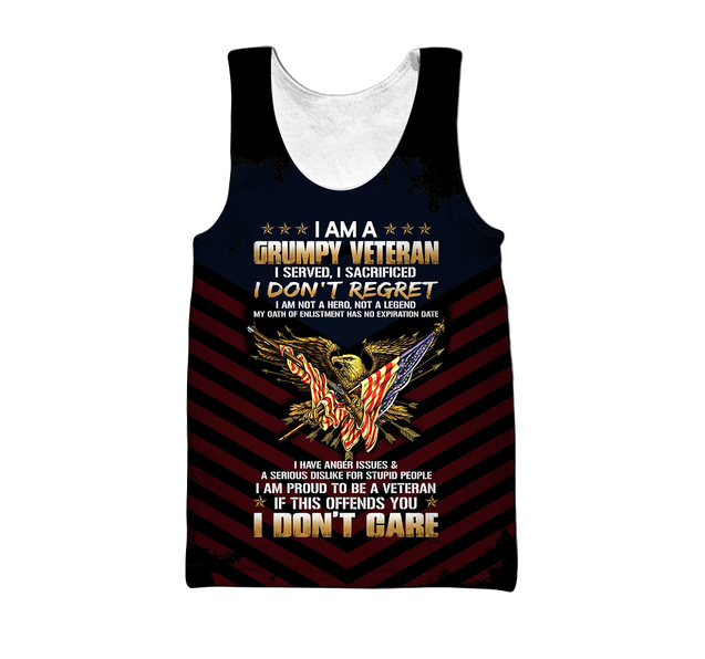 I am a Grumpy Veteran 3D all over printed shirts for men and women MH2005201-Apparel-Huyencass-Tank Top-S-Vibe Cosy™