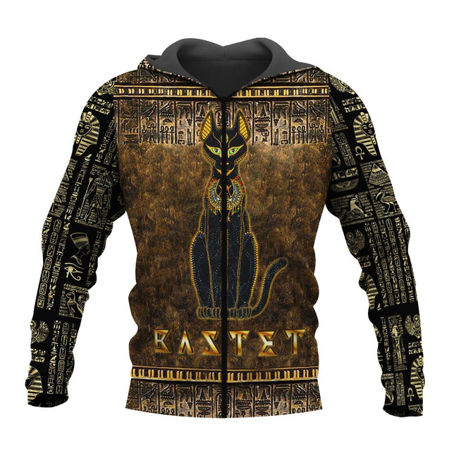 Ancient Egypt Egyptian Bastet Goddess 3D All Over Printed Clothes Hoodie MP030303-Apparel-MP-Zipped Hoodie-S-Vibe Cosy™