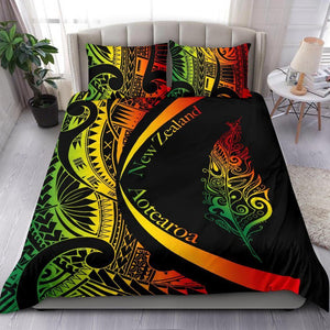 Light Silver Fern Maori Bedding Set Circle Style, Rasta MP13072020