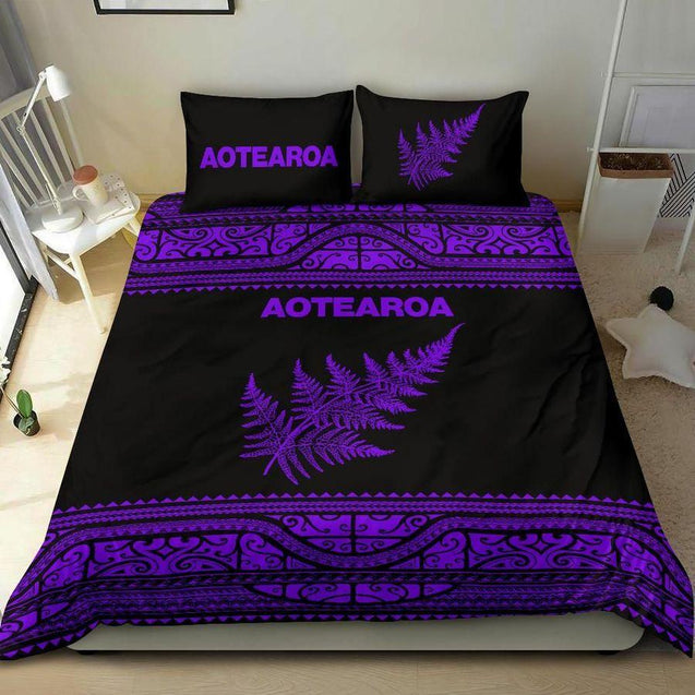 Aoteatoa New Zealand Maori Bedding Set Silver Fern - Paua Shell MP16072001