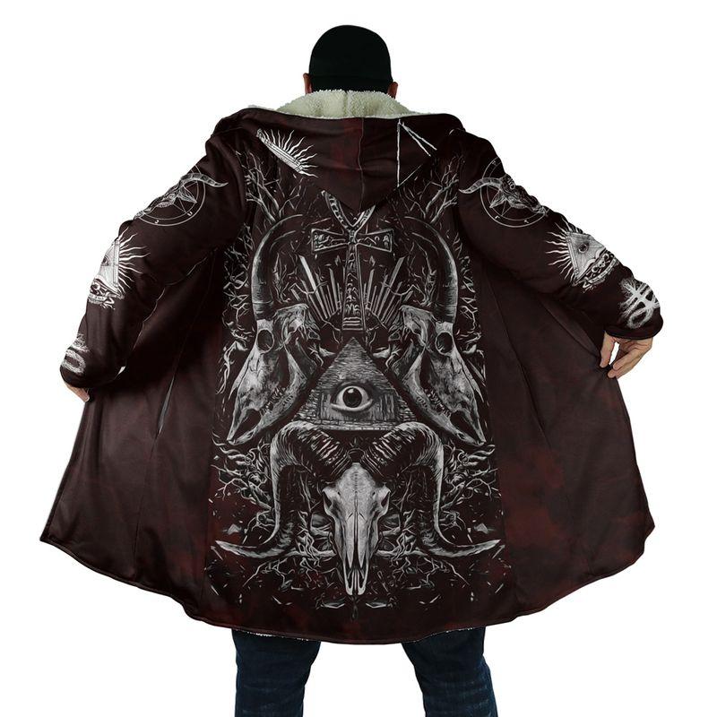 Satanic Tribal 3D All Over Printed Hooded Coat MP180301-Apparel-MP-Coat-S-Vibe Cosy™