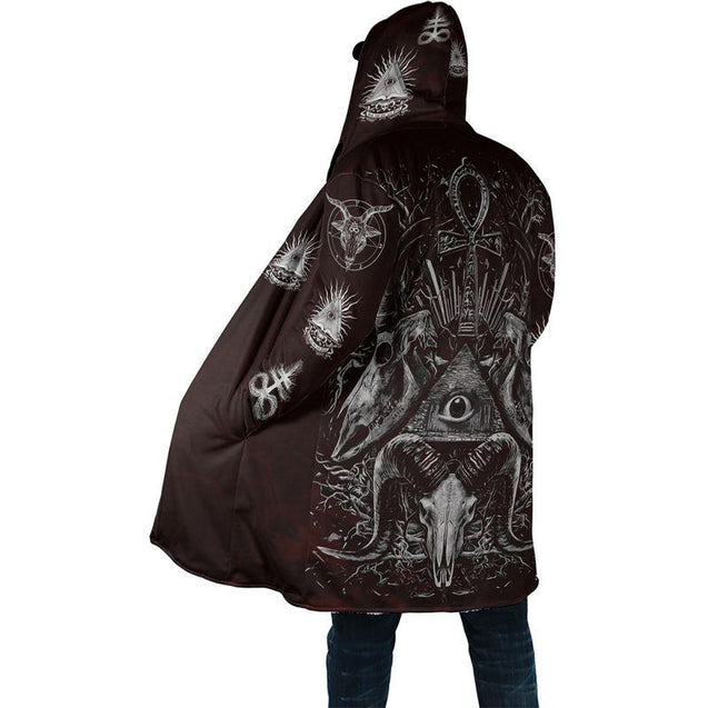 Satanic Tribal 3D All Over Printed Hooded Coat MP180301-Apparel-MP-Coat-S-Vibe Cosy™