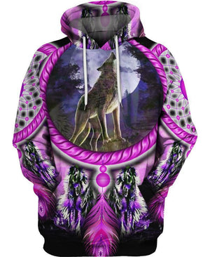 Native American Wolf Violet 3D Hoodie MP888