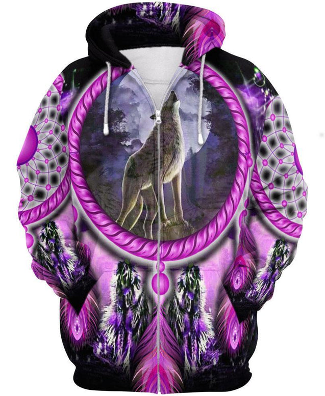 Native American Wolf Violet 3D Hoodie MP888