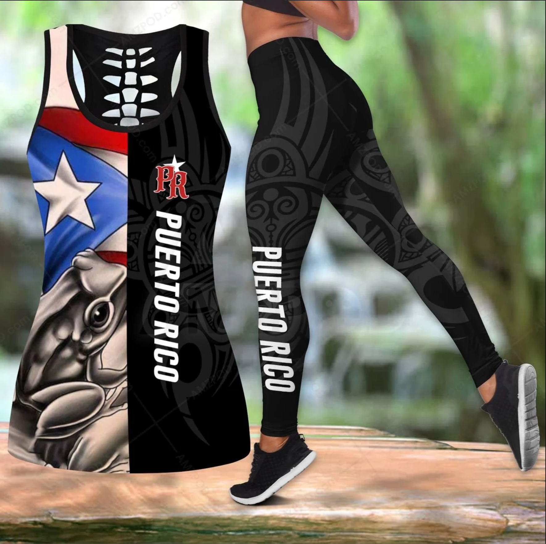 Puerto Rico Caribbean Frog With Black Color Combo Outfit TH20061702-Apparel-TQH-S-S-Vibe Cosy™