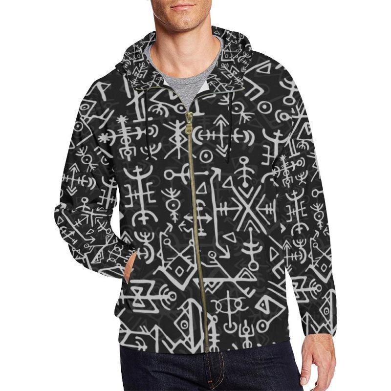 NORDIC FUTHARK ZIPPER HOODIE A0-FULL ZIPPER HOODIES-HP Arts-ZIP-Up Hoodie-S-Vibe Cosy™